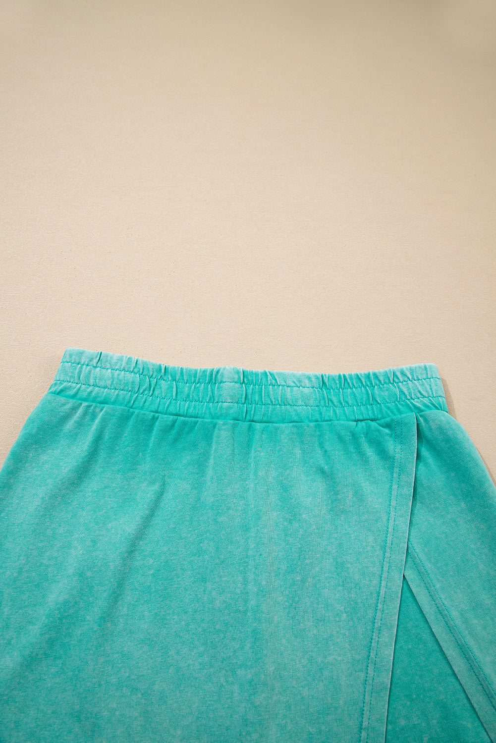 Mint Green 2 Pieces Mineral Wash Cotton Tank Top Lined Split Skirt Set eAura