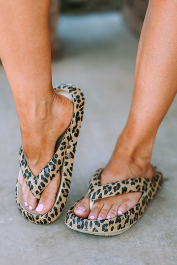 Leopard Print Thick Sole Flip Flops BB Fashion Outlet