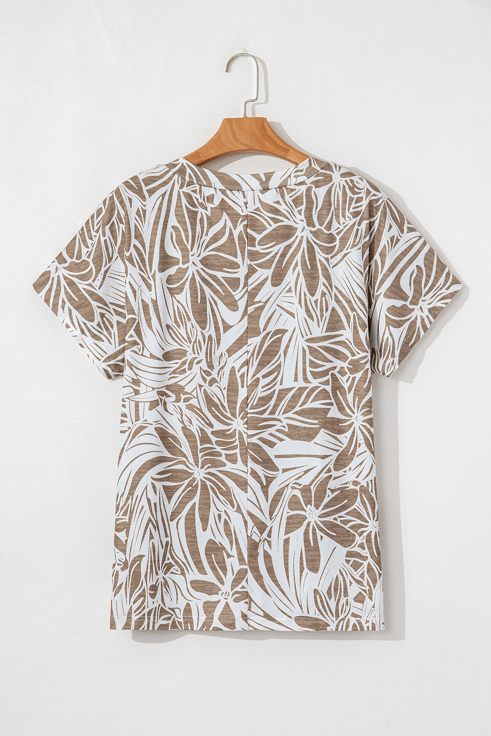 Floral Print V Neck Short Sleeve Loose Fit Top eAura