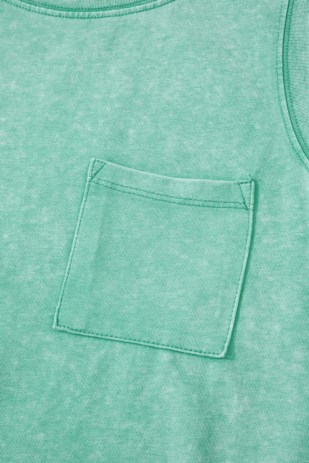Beau Blue Mineral Wash Patched Chest Pocket Casual Tank Top eAura
