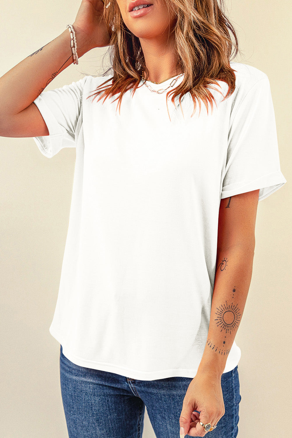 Casual Plain Crew Neck Tee T-Shirt Dear-Lover Dropshipping
