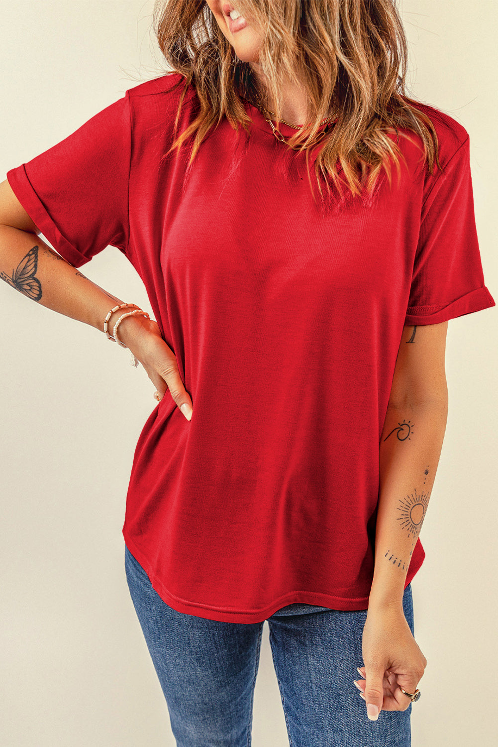 Casual Plain Crew Neck Tee T-Shirt Dear-Lover Dropshipping