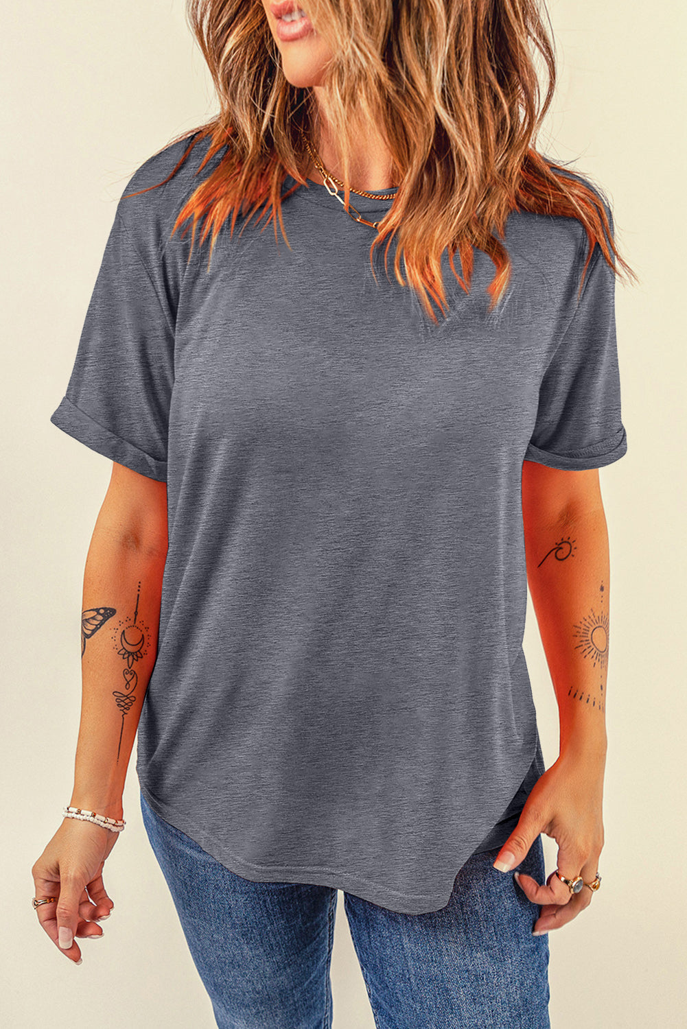 Casual Plain Crew Neck Tee T-Shirt Dear-Lover Dropshipping