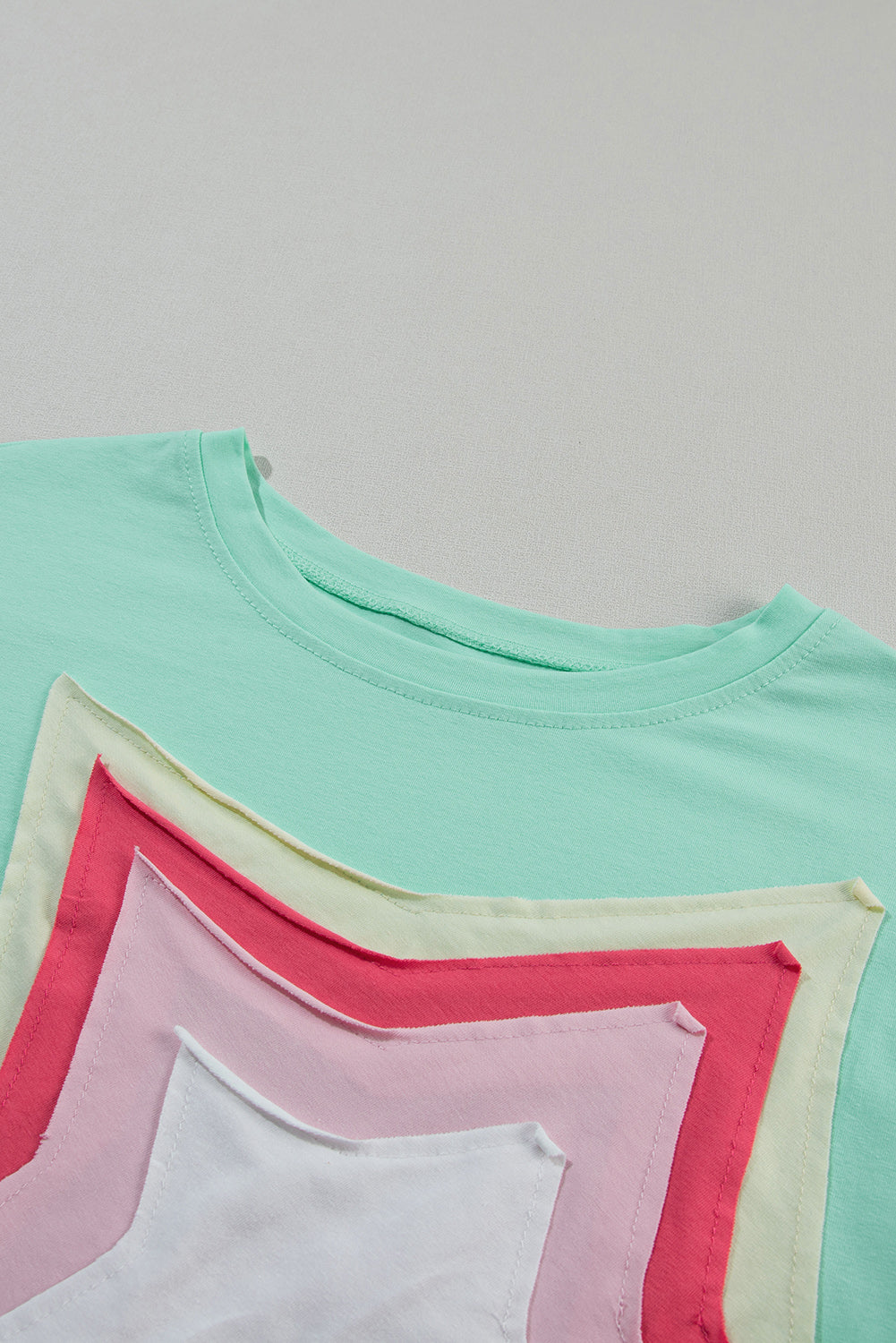 White Colourblock Star Patched Half Sleeve Oversized Tee eAura