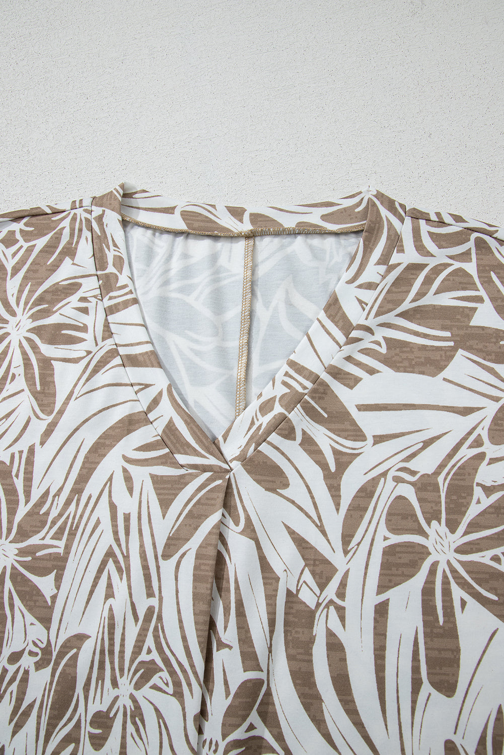 Floral Print V Neck Short Sleeve Loose Fit Top eAura