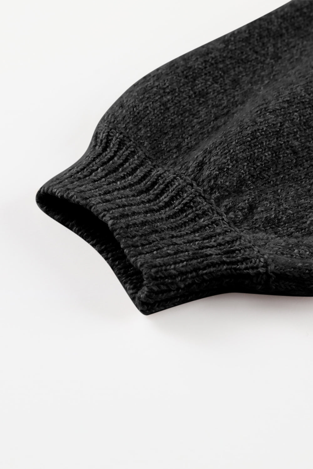 Black Eyelet Pattern Detail V Neck Drop Shoulder Sweater eAura