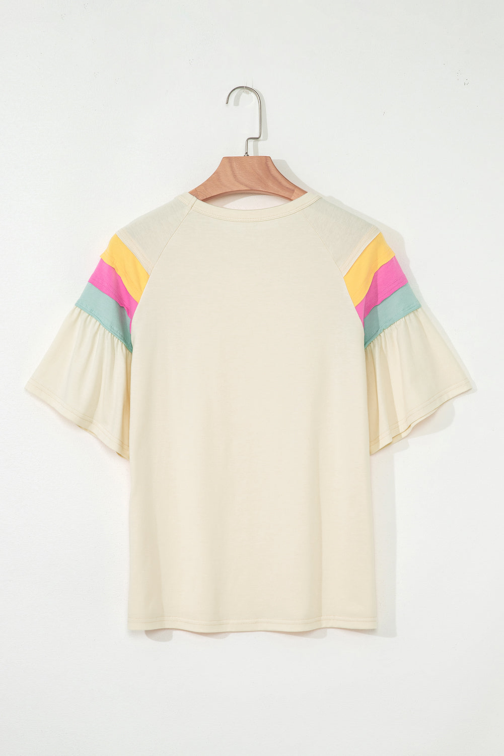 White Colour Block Stitched Sleeve Loose T Shirt eAura