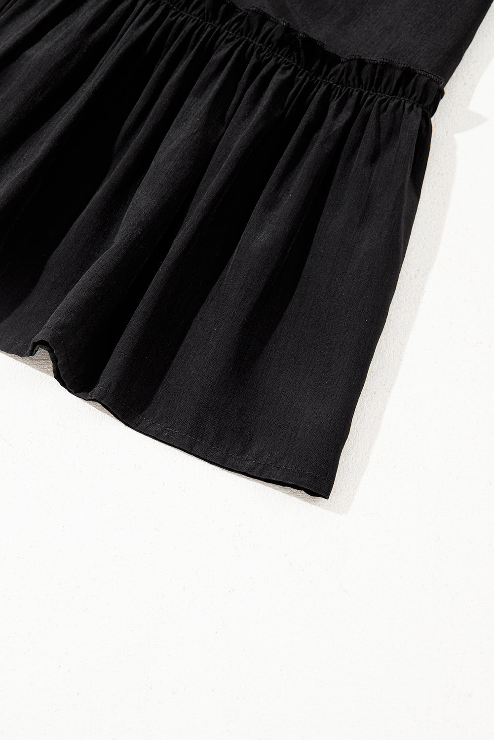 Black Sleeveless Buttoned Front Ruffle Hem Tunic Shirt eAura