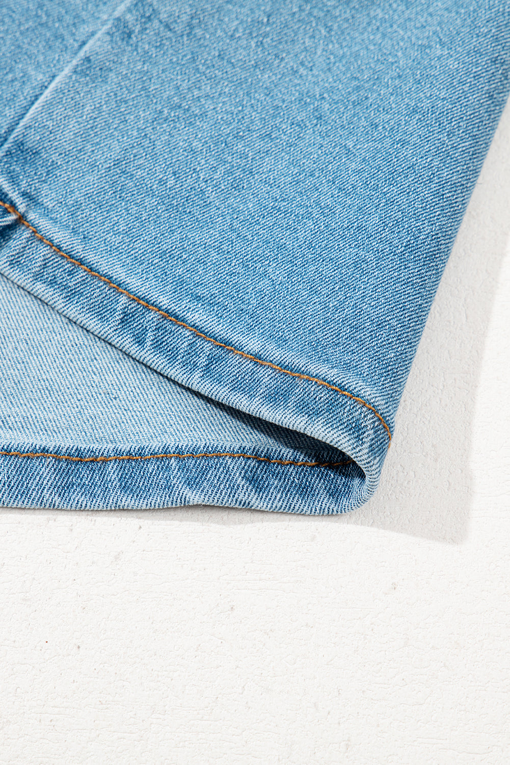 Dusk Blue Acid Wash Bowknot Details High Waist Denim Skirt eAura