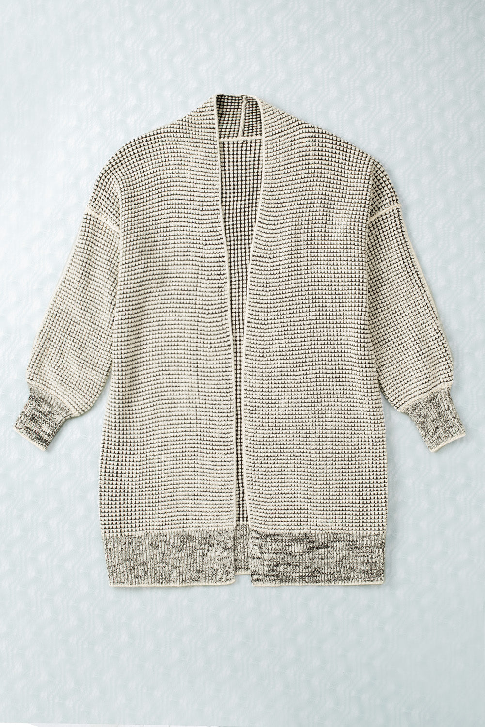 Apricot Plaid Knitted Long Open Front Cardigan eAura