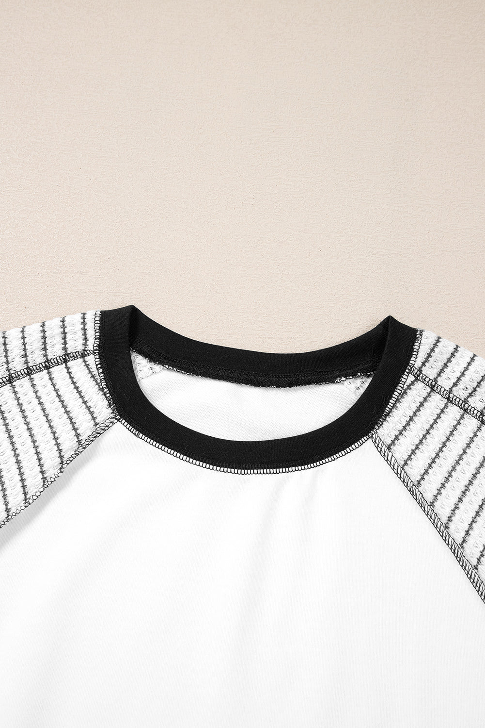 Black Striped Bracelet Sleeve Raglan Patchwork Top eAura