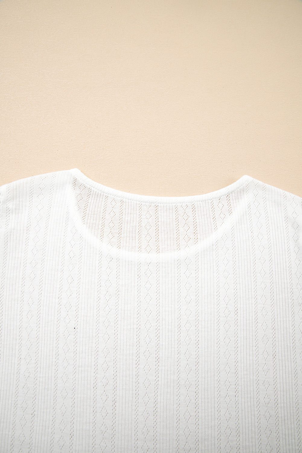 White Scalloped Lace Trim Textured T-Shirt eAura