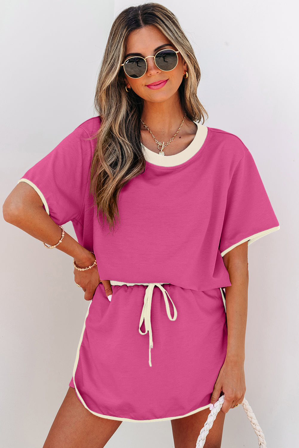Colourblock Edge Drop Shoulder T Shirt and Skort Co-ord Set eAura