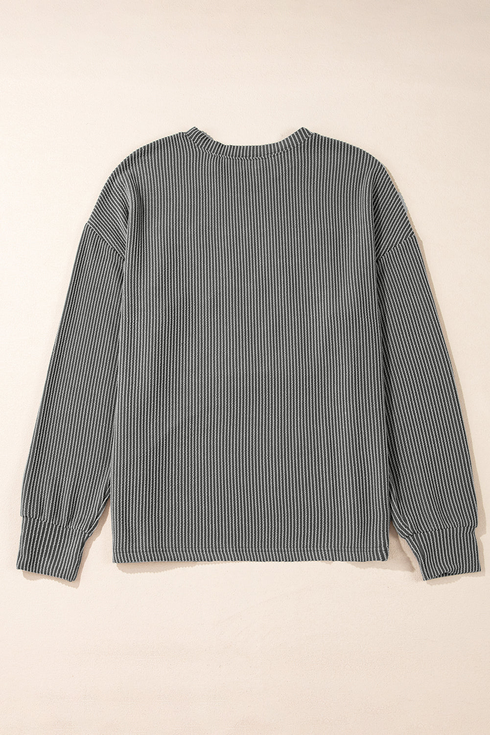 Bluing Ribbed GAME DAY Graphic Long Sleeve Crewneck Top eAura
