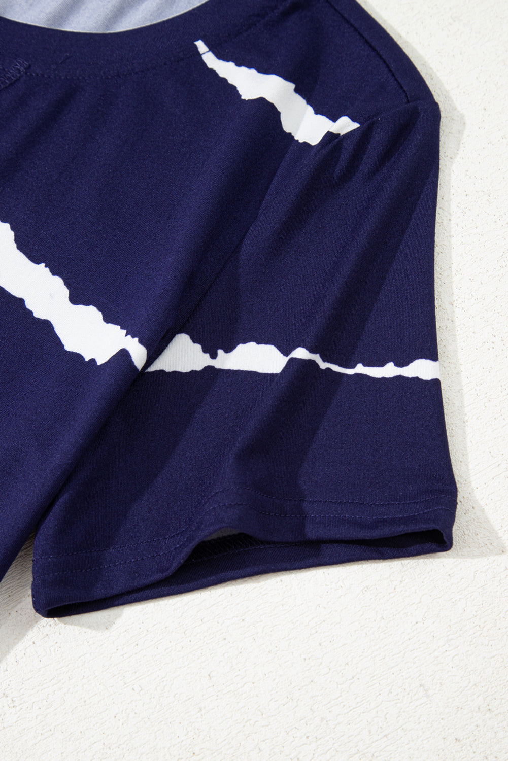 Blue Tie-dye Stripe Casual T-Shirt eAura