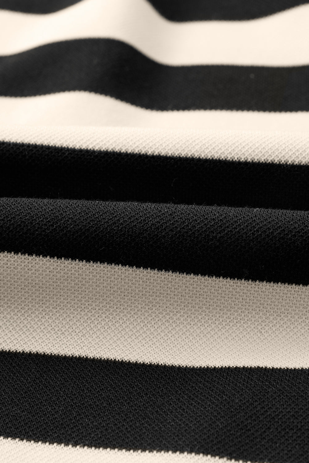 Black Stripe Collared V Neck Long Sleeve Loose Casual Dress eAura