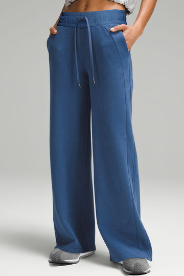 Sail Blue Drawstring High Waist Wide Leg Pocketed SweatTrousers eAura