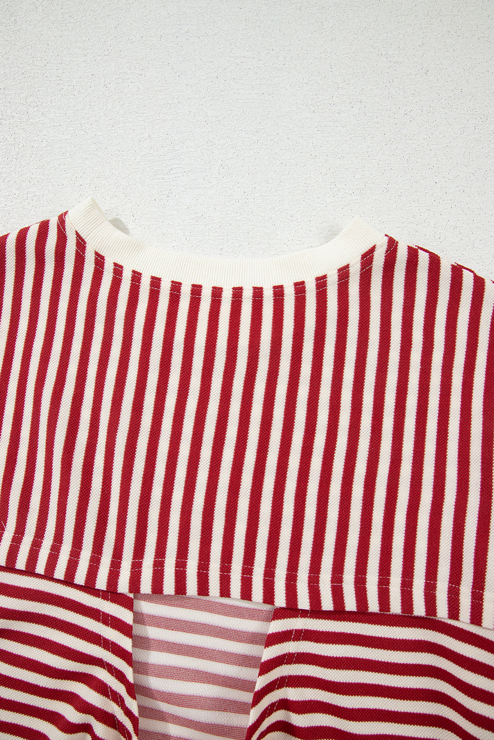 Black Stripe Bowknot Cutout Back Drop Shoulder Wide Bracelet Sleeve Loose Tee eAura