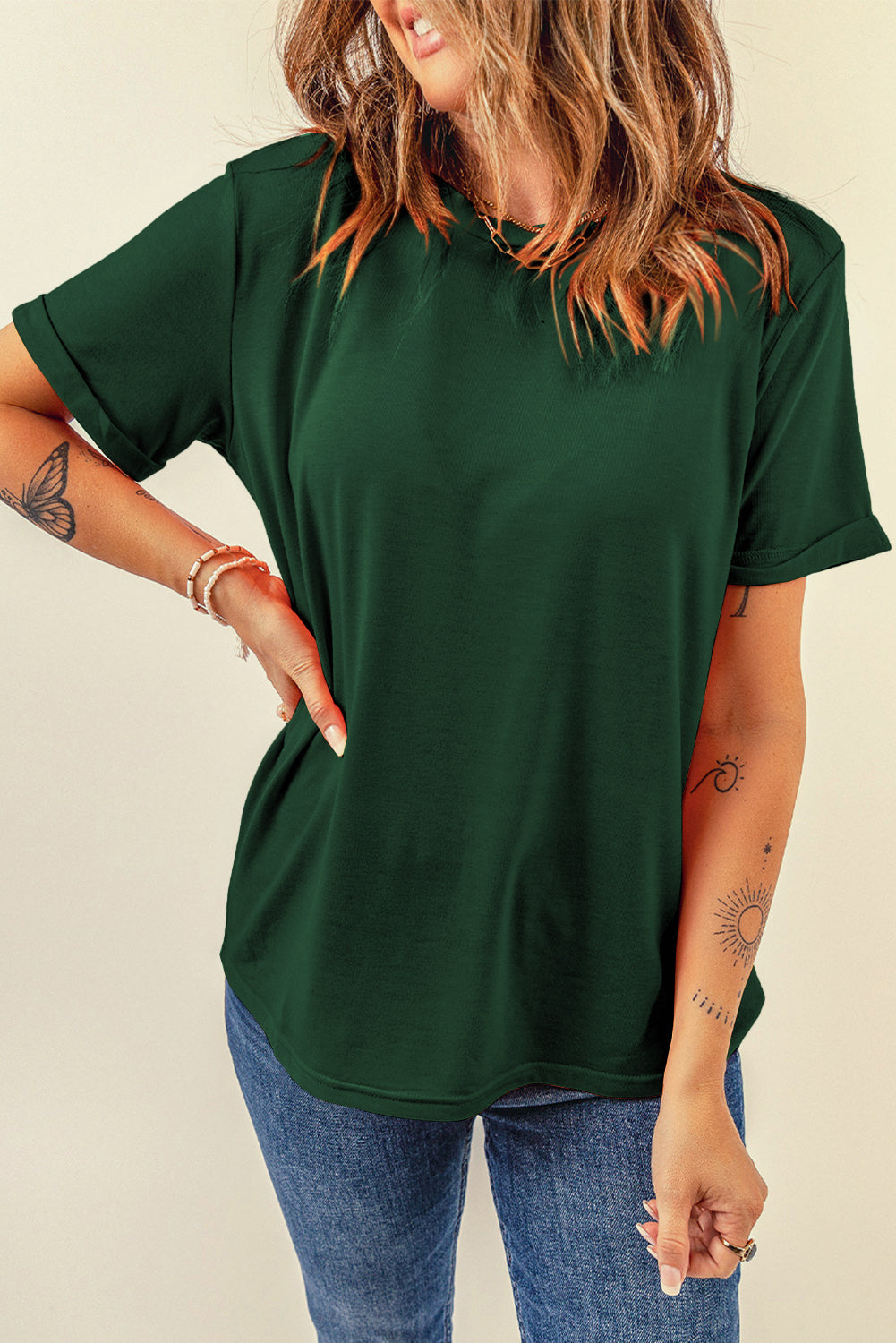 Casual Plain Crew Neck Tee T-Shirt Dear-Lover Dropshipping