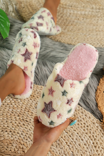 Star Pattern Plush Home Slippers - eAura
