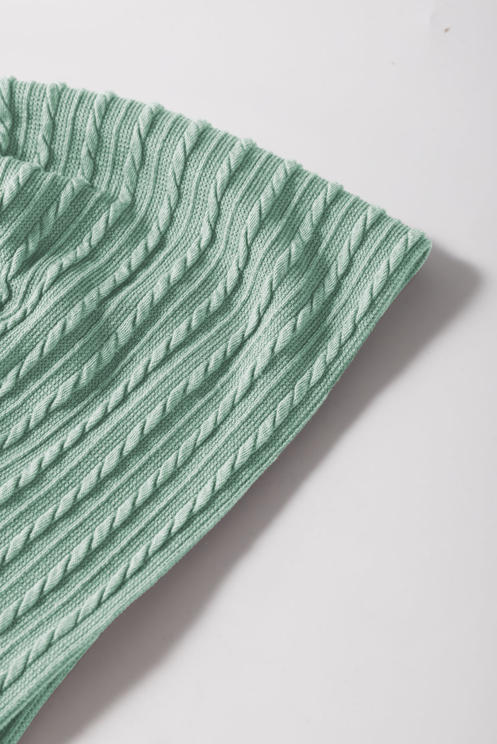 Moonlight Jade Solid Colour Textured Flutter Sleeve Top eAura