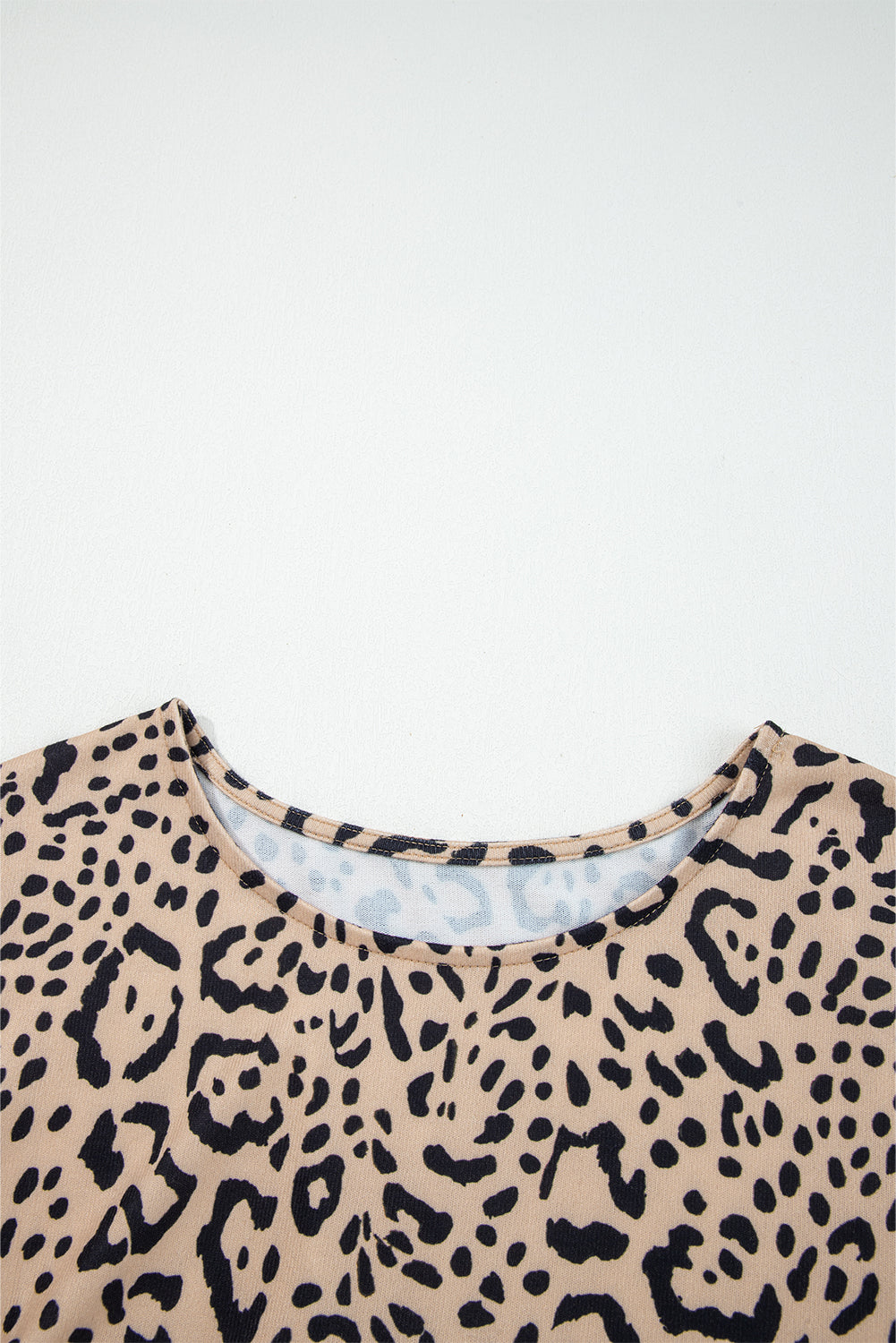Khaki Leopard Print Long Batwing Sleeve Loose Top - eAura