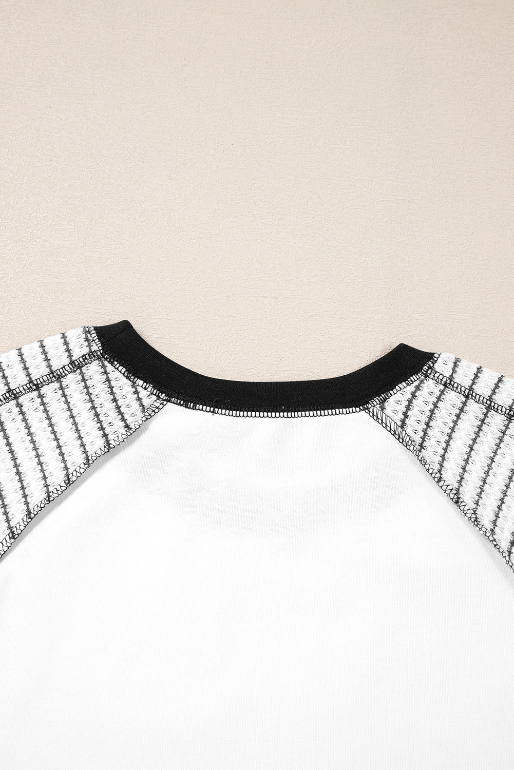 Black Striped Bracelet Sleeve Raglan Patchwork Top eAura