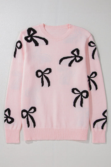Bow Print Knit Sweater Pink eprolo
