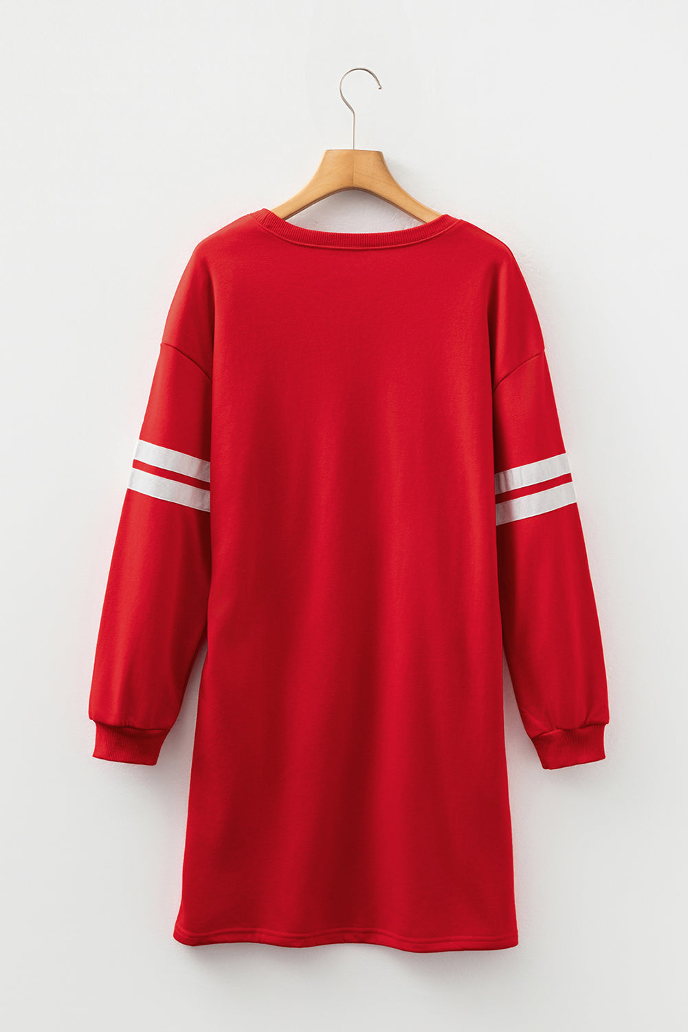 Varsity Contrast Banded Sleeve Shift Sweatshirt Dress eAura