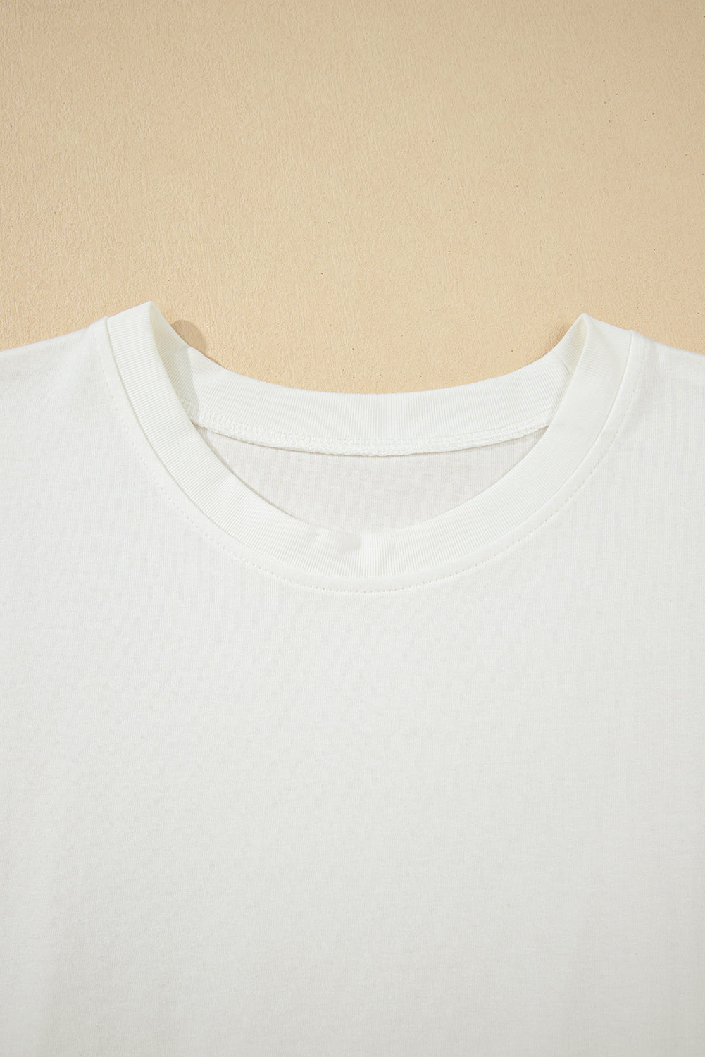 White Drop Shoulder Crew Neck Shift T Shirt Dress eAura