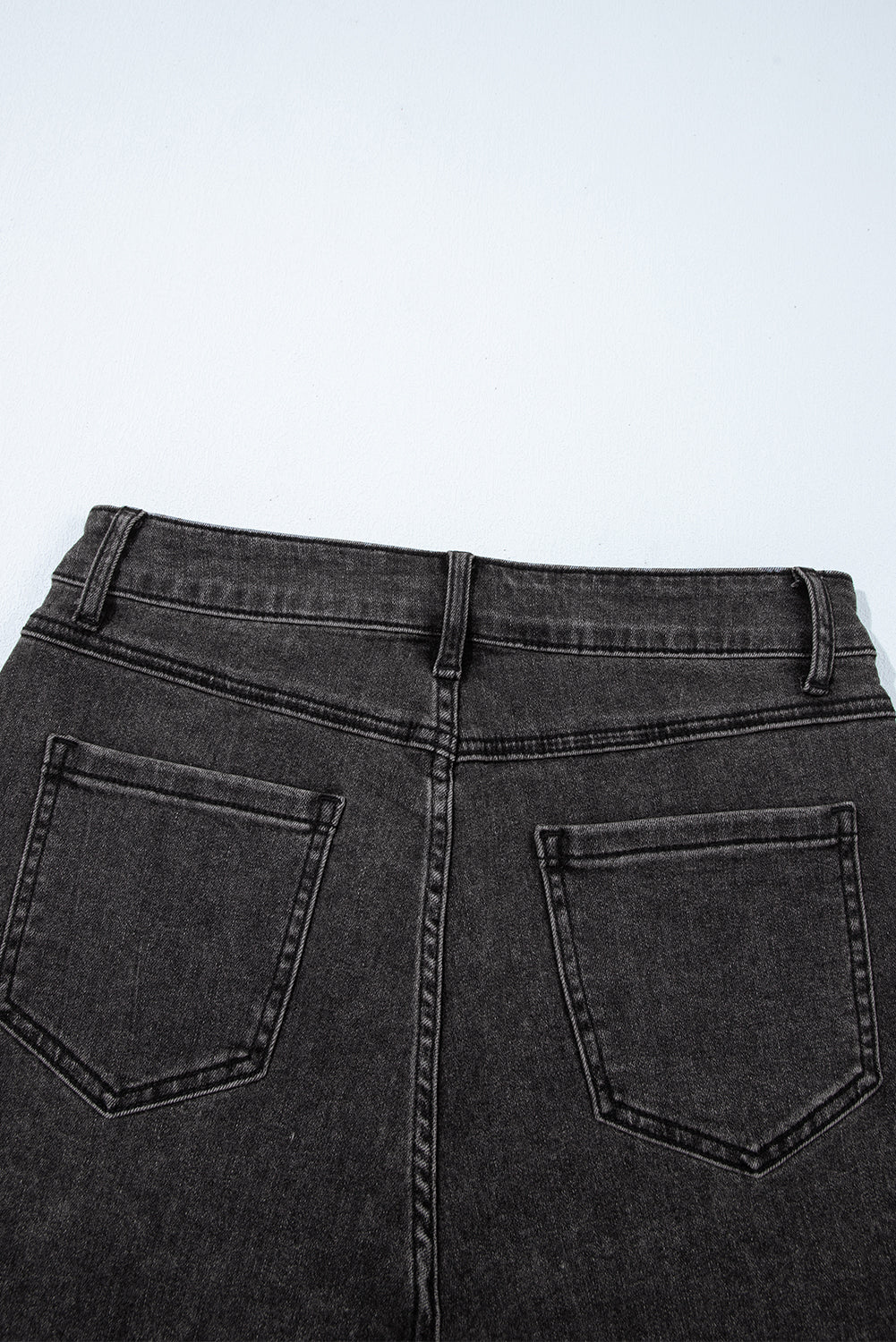 Carbon Grey Raw Hem High Waist Denim Shorts eAura