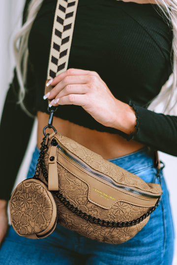 Camel Colourblock Strap Chain Shoulder Bag With Coin Purse BB Fashion Outlet