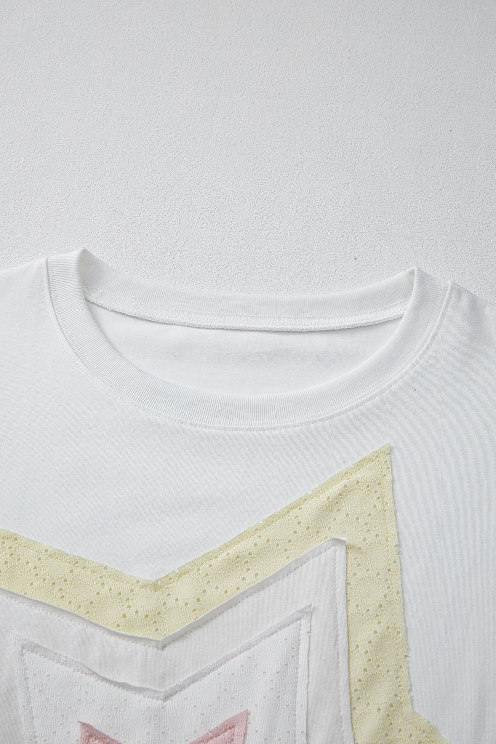 White Star Layered Patched Graphic Drop Shoulder Half Sleeve Loose Tee eAura