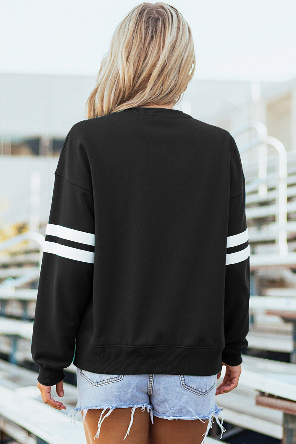 Striped Detail Drop Shoulder Oversized Sweatshirt eAura