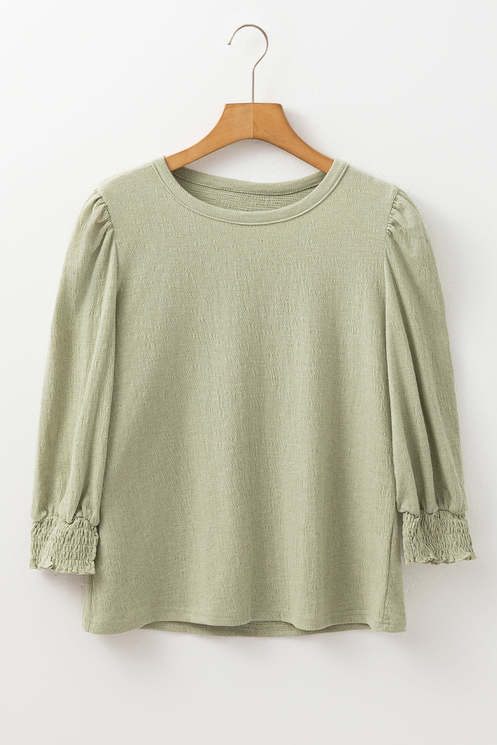 Laurel Green Textured Round Neck Half Sleeve Blouse eAura