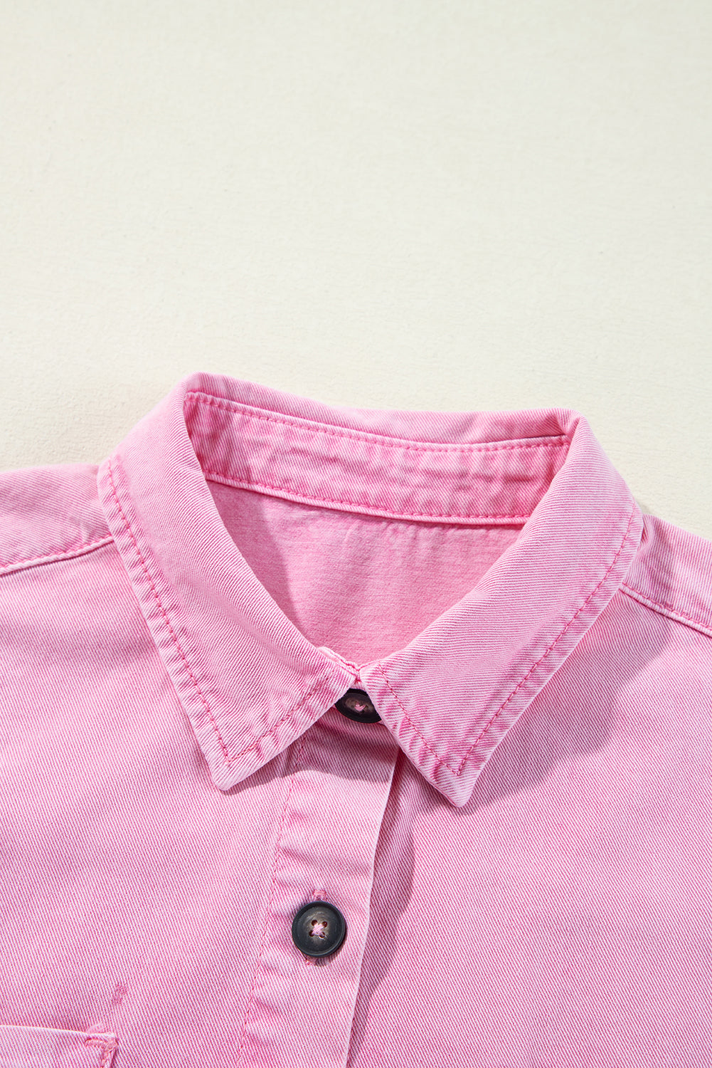 Short Sleeve Double Chest Pocket Denim Shirt Dress eAura