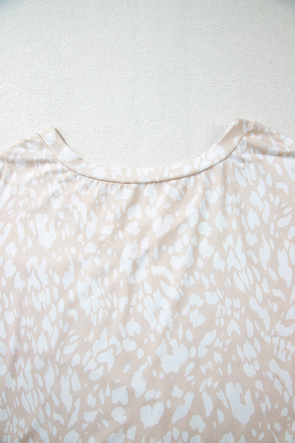 Leopard Print V Neck Side Slit Loose Fit T Shirt eAura