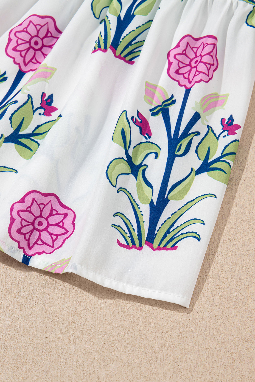 Floral Puff Short Sleeve V Neck High Waist Maxi Dress eAura