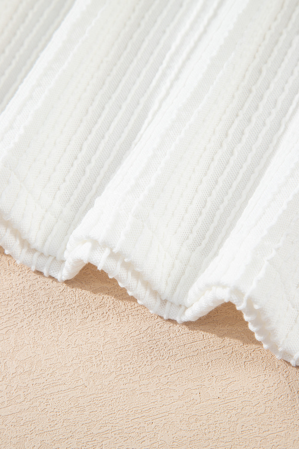 White Textured Crew Neck Tee eAura