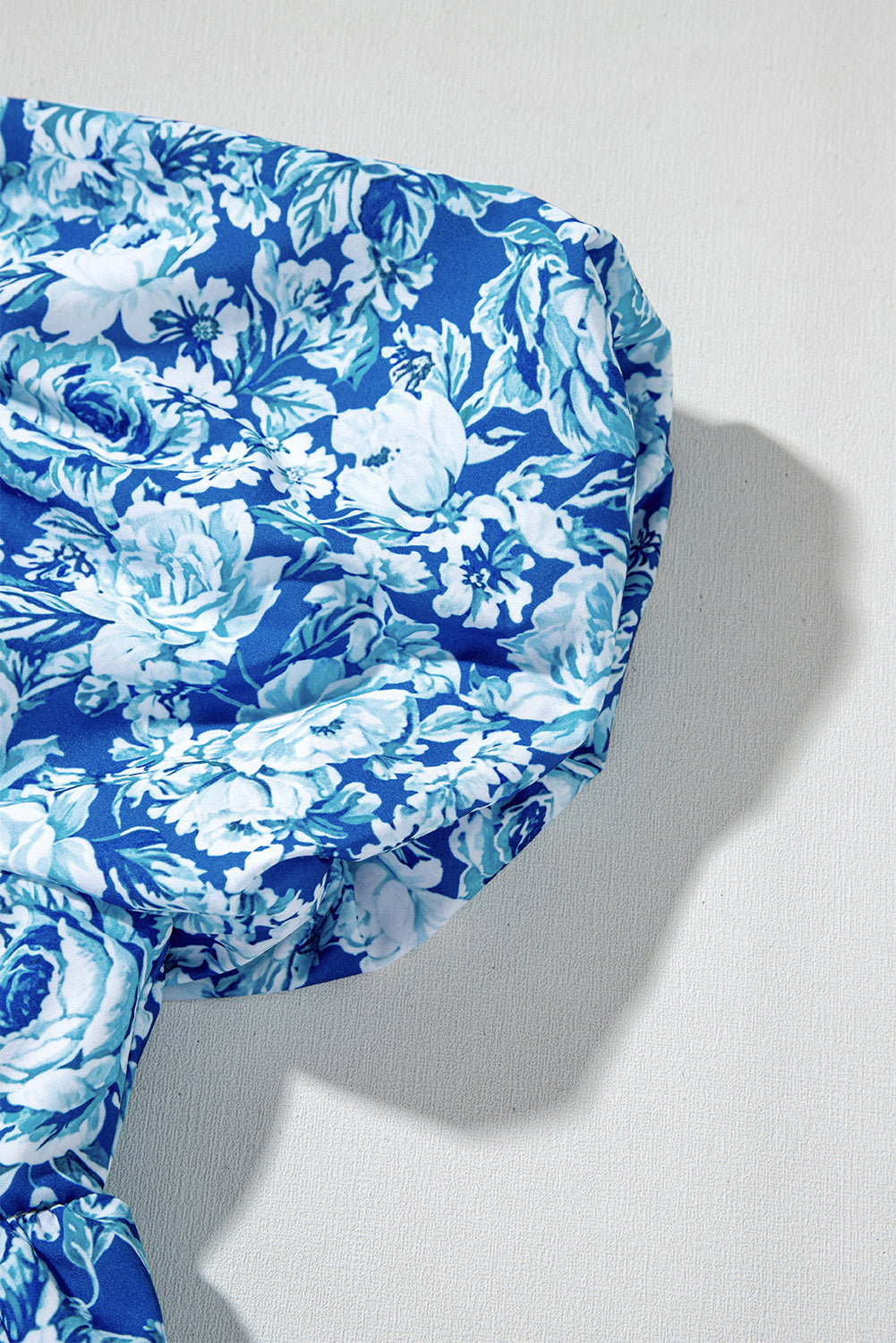 Blue Floral Puff Sleeve Babydoll Mini Dress eAura
