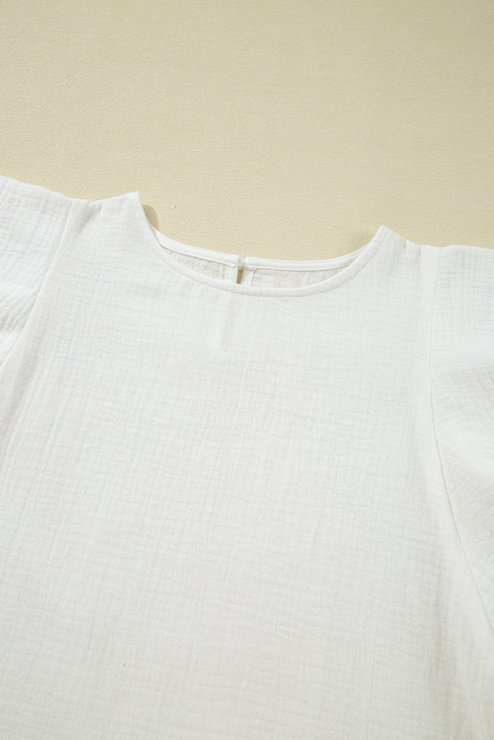 White Crinkled Layered Ruffled Flutter Sleeve Blouse eAura
