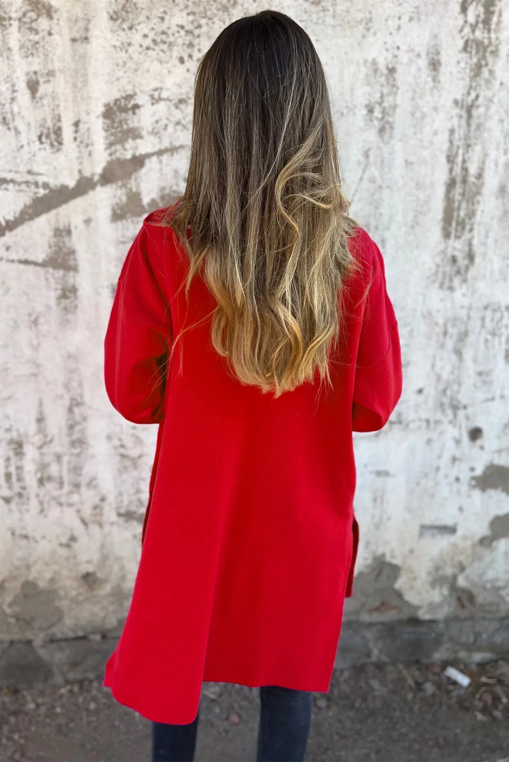 Fiery Red Solid Colour Casual Zip up Hooded Coat eAura