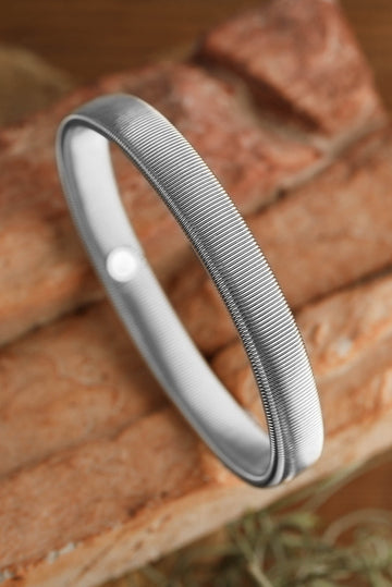 Silvery Stretchy Plated Metal Wide Bangle BB Fashion Outlet