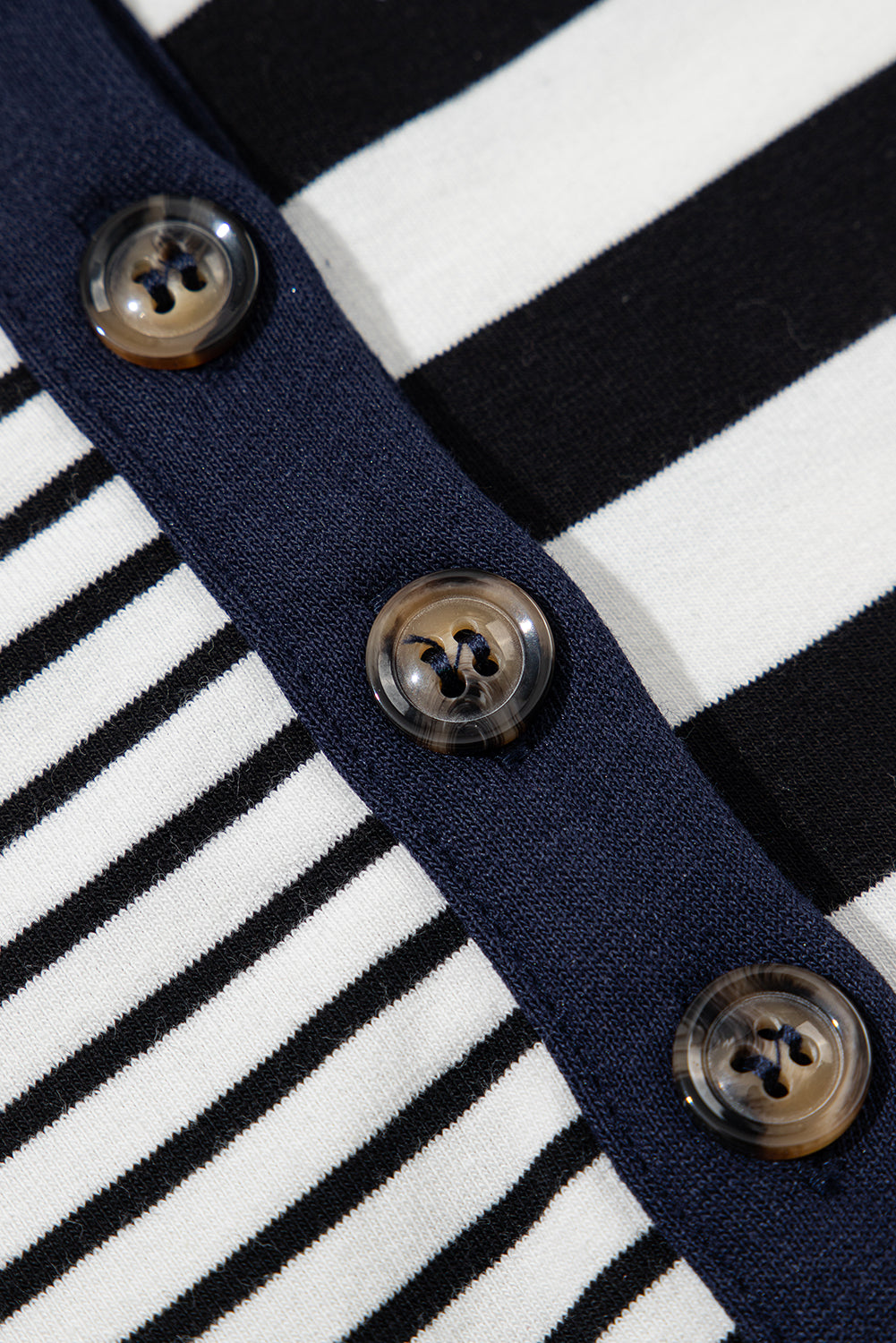 Black Stripe Half Placket Polo T Shirt Dress eAura