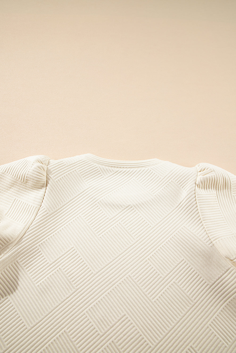 Oatmeal Textured Puff Sleeve T-shirt eAura