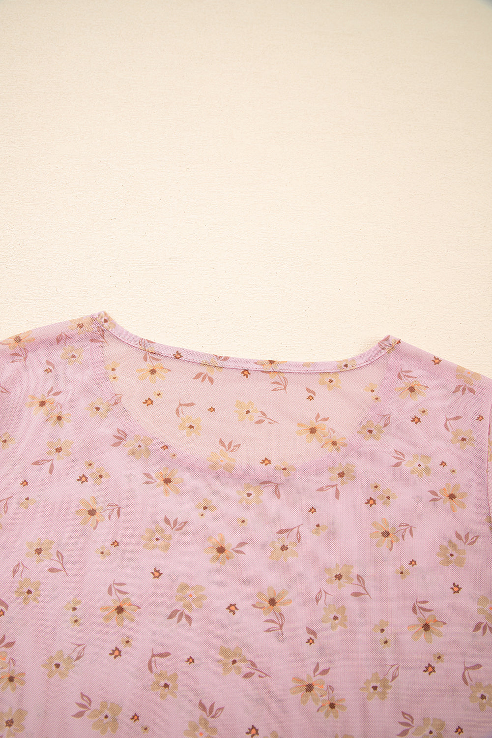 Floral Print Southern Style Mesh Long Sleeve Top - eAura