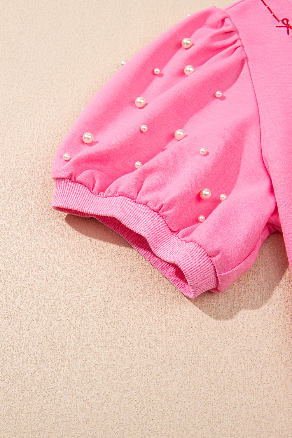 Pink Contrast Bow Trim Pearl Puff Sleeve Top and Skort Co-ord eAura