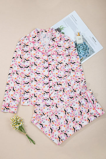 Pink Halloween Eve Haunted Honey Bat Print Pyjama Set eAura