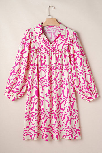 Pink Leopard Print Loose Fit Babydoll Mini Dress Beagle Boutique Fashion Outlet