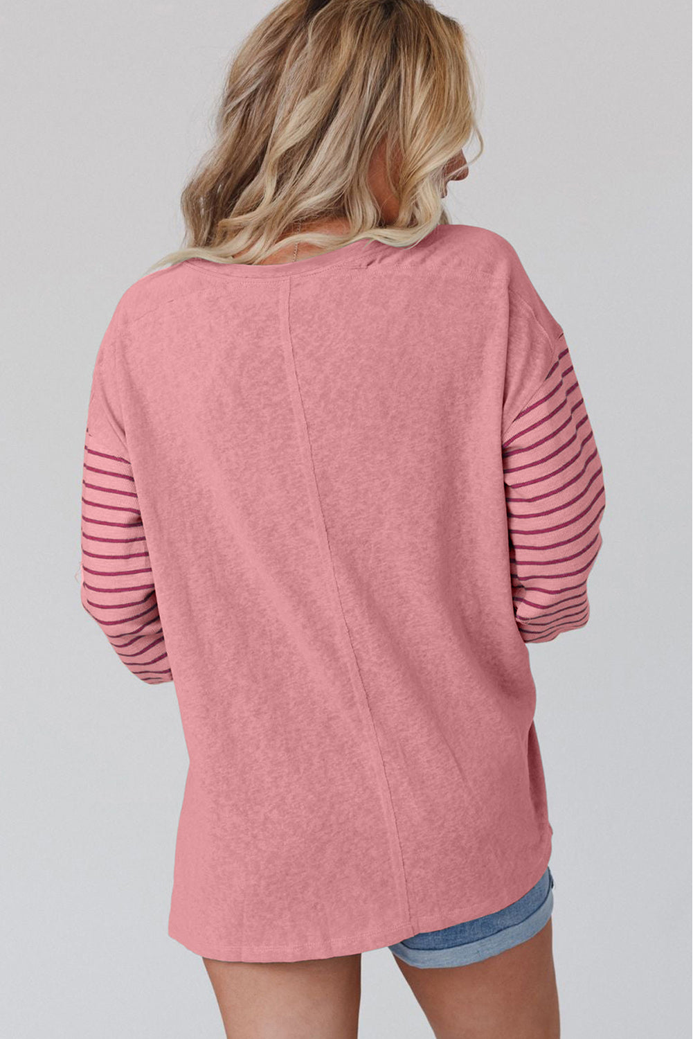 Fiery Red Colourblock Striped Bishop Sleeve Top eAura